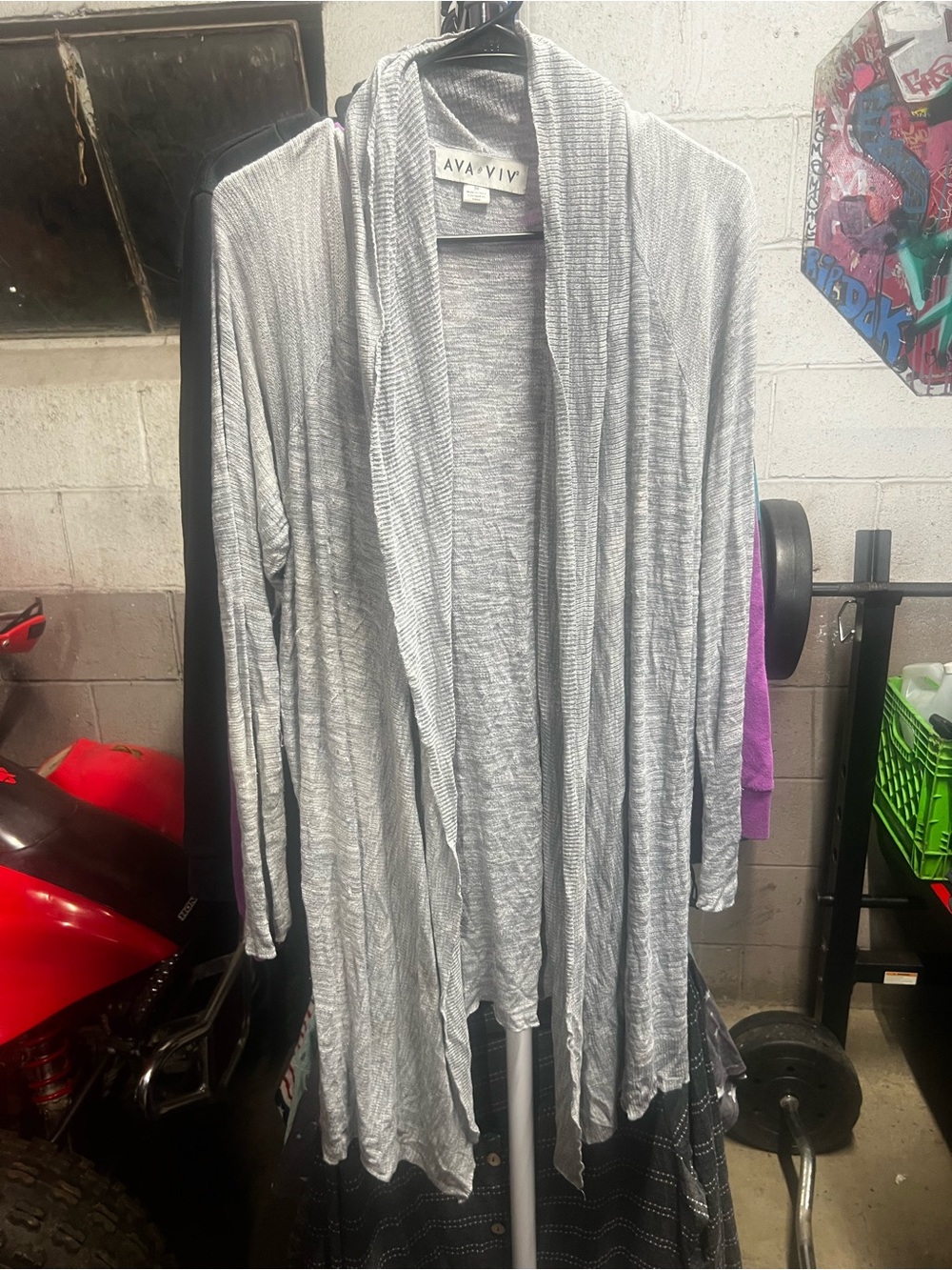 Ava & Viv Light Gray Open-Front Draped Cardigan